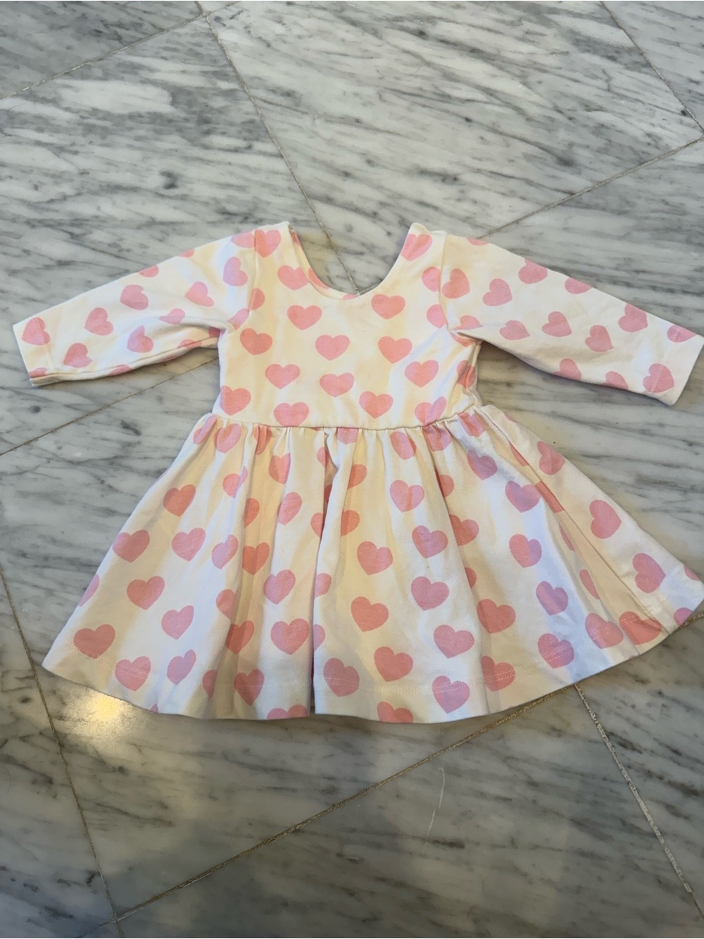 Monica + Andy - Girls Pink Heart Print Long-Sleeve Dress 0-6mo